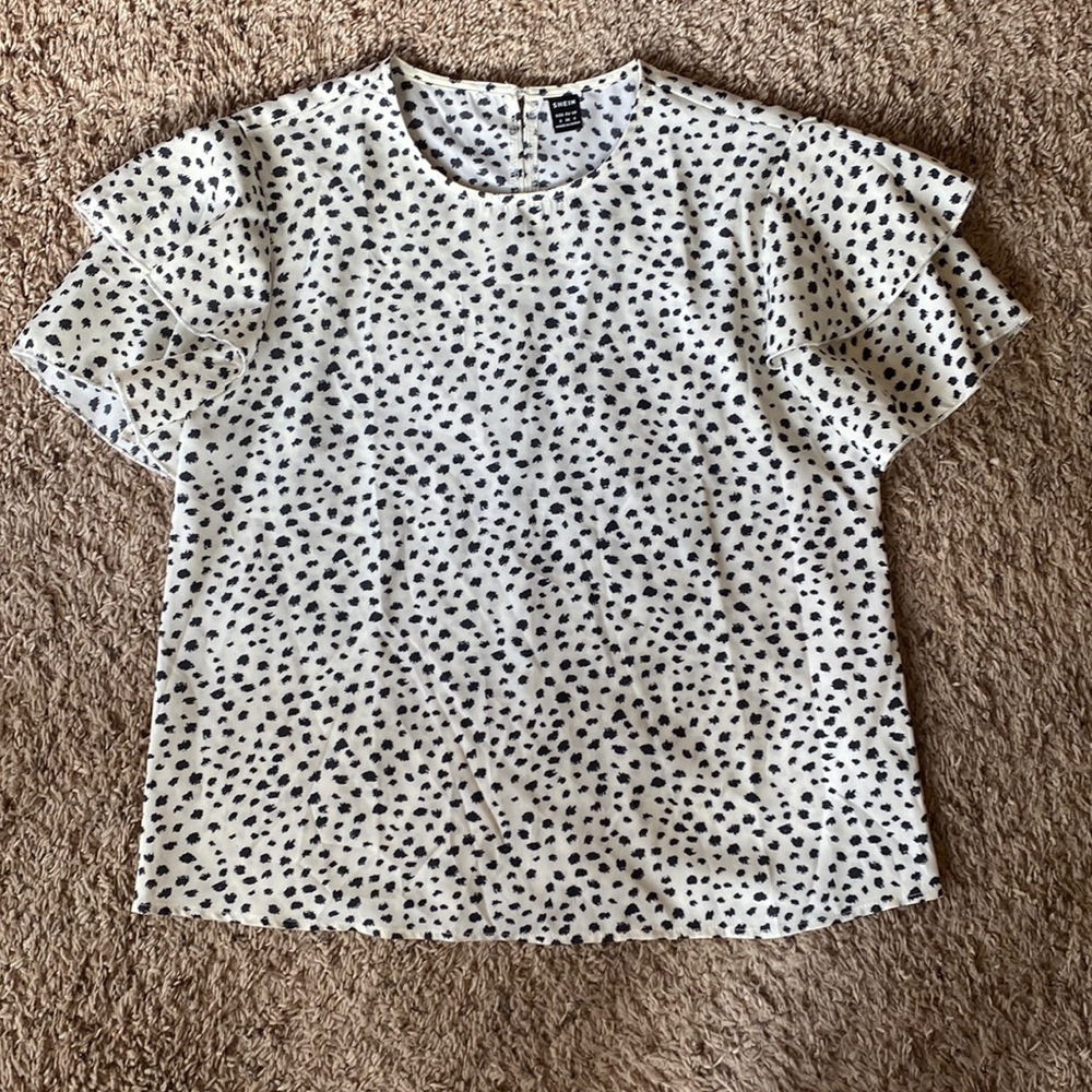 Cream blouse with polka dots size small